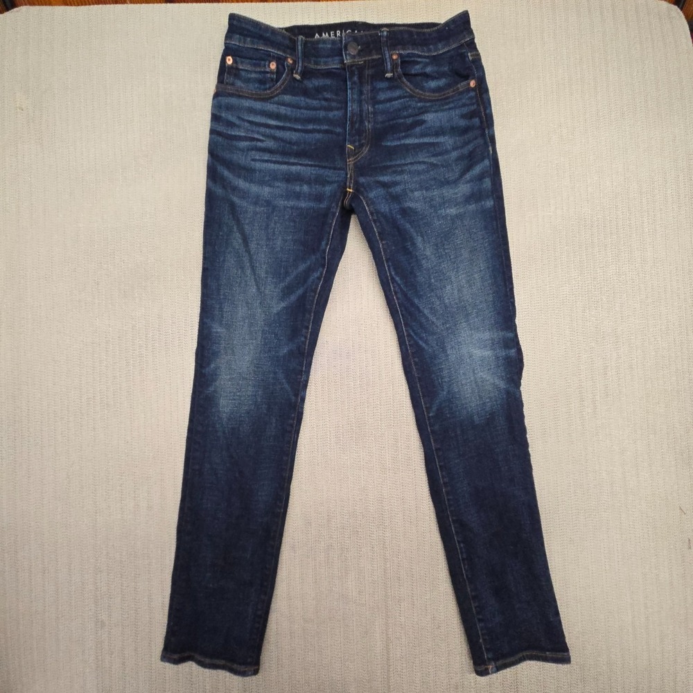 American Eagle Jeans Mens 31x32 Dark Wash Blue Slim Fit Straight Denim Pants